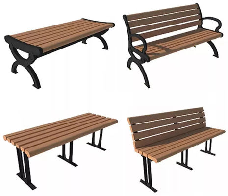 Outdoor Modern Lounge Długa drewniana ławka do przechowywania WPC Stół Krzesło Ogród Park publiczny Metal Drewno Żelazo Stal Plastik