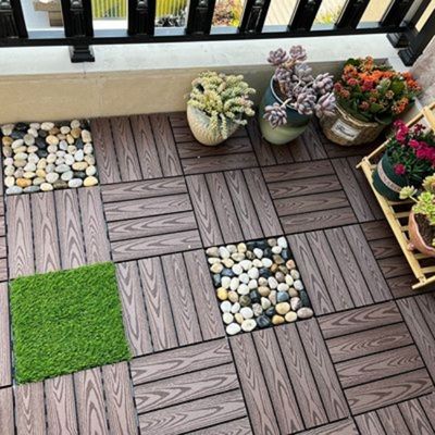 300X300MM brązowy WPC DIY deski tarasowe puste plastikowe deski tarasowe odporne na starzenie